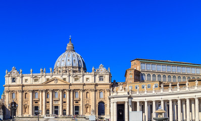 View from St. Peter's Square in Rome on the facade of the cathedral