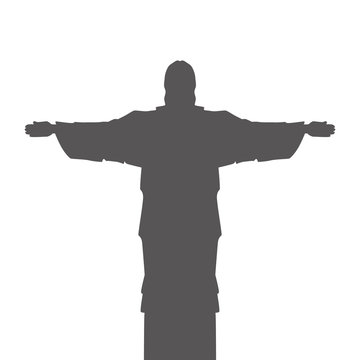 corcovado christ silhouette icon vector illustration design