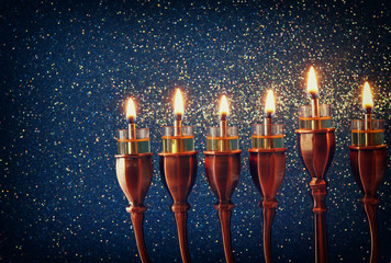 Low key Image of jewish holiday Hanukkah