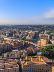 Fototapeta na wymiar View houses and bridges of Rome