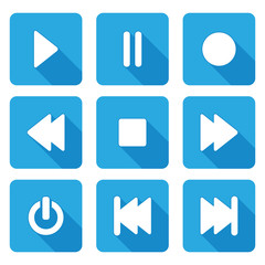 flat style multimedia  icons for web and mobile application - vector 