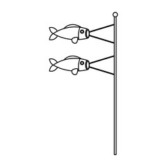 Fish decoration icon. China cultura asia chinese theme. Isolated design. Vector illustration