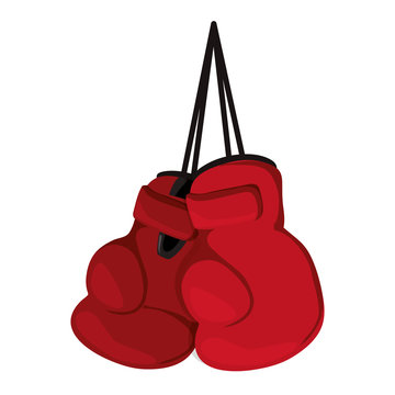 boxing gloves hanging sport equipment icon over white background. colorful design. vector illustration
