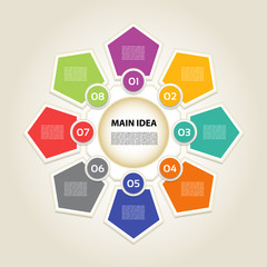 Vector infographic. Template for diagram, graph, presentation and chart. Business concept with 8 options, parts, steps or processes. Vector diagram. Progress background.