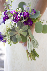 Purple and White Bridal Bouquet