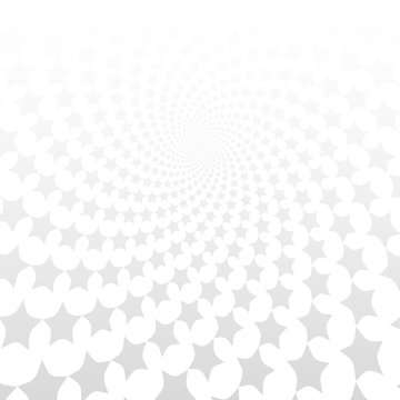 Twisted stars spiral. White & grey abstract background.