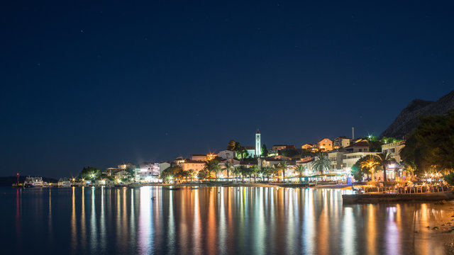 Gradac Croatia beach by night