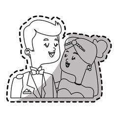 Bride and groom icon. Wedding marriage love and married design. Vector illustration