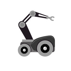 Robot car with hydraulic hand vector illustration design