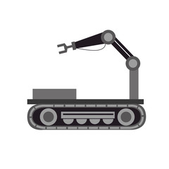 Robot car with hydraulic hand vector illustration design