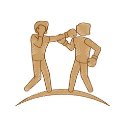 boxing players fighting icon over white background. colorful design. vector illustration