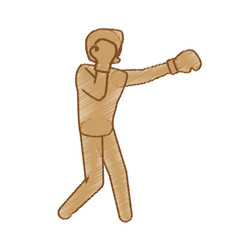 boxing player fighting icon over white background. colorful design. vector illustration