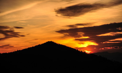 Sunset in mountains