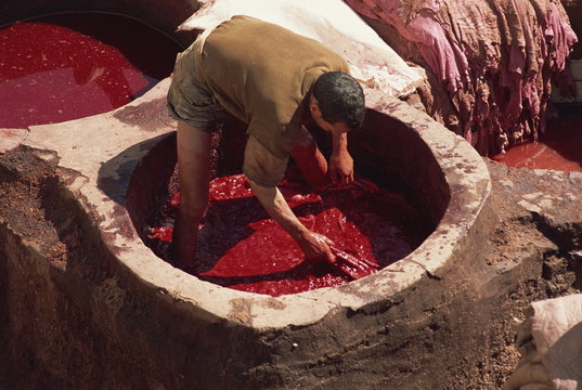 Man working in the Tannery, Fez, Morocco
