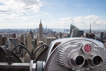 Obraz premium Coin-operated telescope at the Top of the Rock in New York City