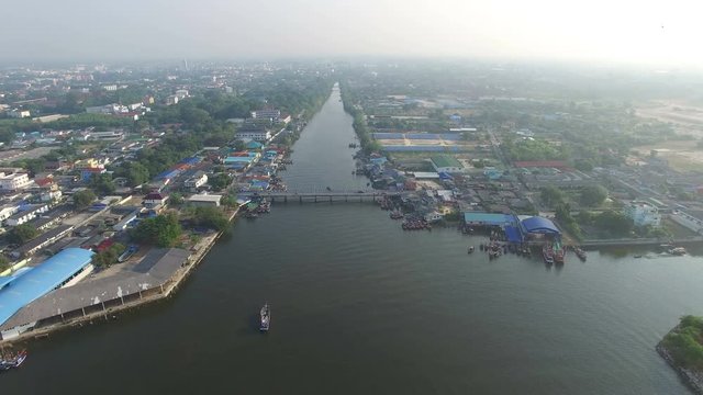 aerial view of rayong river eastern thailand
