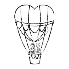 Hot air balloon and heart icon. Love romance and relationship theme. Isolated design. Vector illustration
