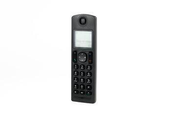 modern cordless dect phone with charging station and display on