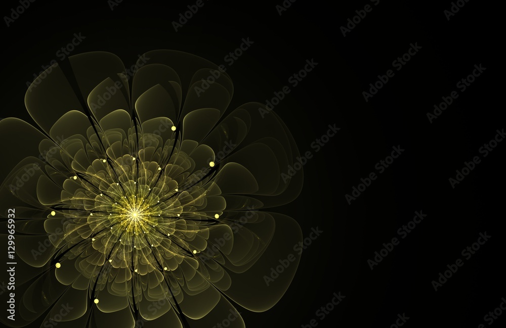 Poster abstract dark fractal flower computer generated image, background for text labels