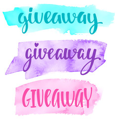 Set lettering handwritten brush calligraphy for social media contests and special offer.