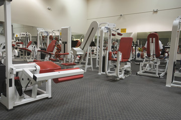 Fototapeta na wymiar Interior view of a gym with equipment