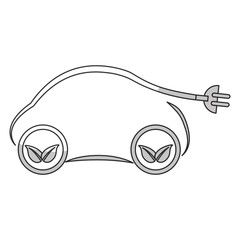 car with electric plug icon over white background. eco friendly car design. vector illustration