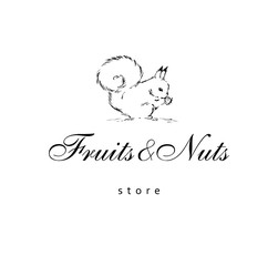 Hand drawn squirrel on a white background. Vector concept of logo for grocery store.