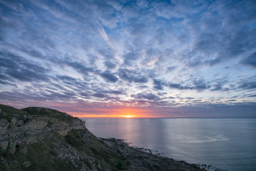 Fototapeta na wymiar Sunset sea view from Portland, Dorset.
