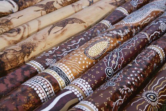 Hand painted didgeridoos, Aboriginal musical instrument