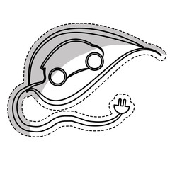 leave with car with electric plug icon over white background. vector illustration