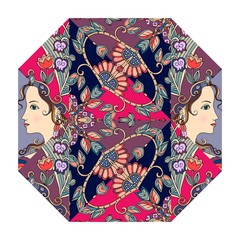 Festive indian print with portraits of cute girls and floral ornament. Octahedron. Packaging design.