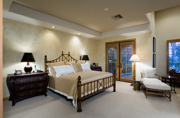 View of a spacious bedroom in a house