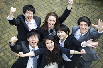 Victorious business team