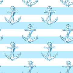 Wall murals Sea Seamless vector pattern with anchors. Hand-drawn vector illustration.