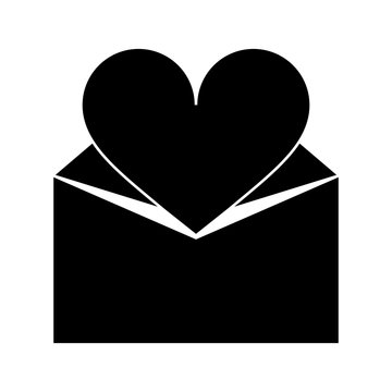 silhouette valentines day romantic mail heart envelope open vector illustration eps 10