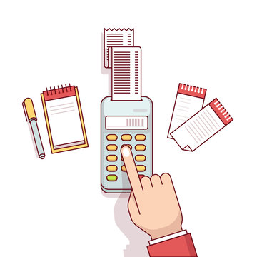 hand pressing pos machine button