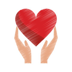 drawing hands holds heart love care vector illustration eps 10