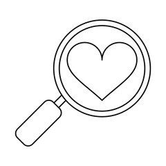 heart love loupe search icon outline vector illustration eps 10