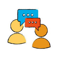 drawing two character speech bubble message media vector illustration eps 10