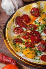 Omelette with chorizo and herbs
