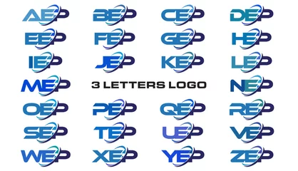 Deurstickers 3 letters modern generic swoosh logo AEP, BEP, CEP, DEP, EEP, FEP, GEP, HEP, IEP, JEP, KEP, LEP, MEP, NEP, OEP, PEP, QEP, REP, SEP, TEP, UEP, VEP, WEP, XEP, YEP, ZEP © vectorlia