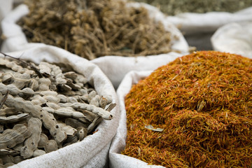 UAE Dubai many different spices are for sale at the spice souq in Deira