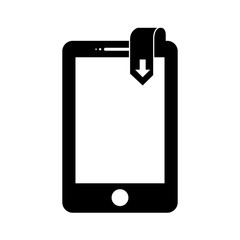 smartphone device with download arrow icon over white background. vector illustration