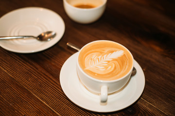 Closeup two cups of coffee