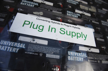 Detail shot of batteries for electric cars