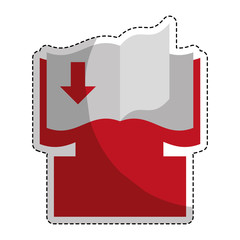 sticker of book with download arrow icon over white background. electronic book concept. vector illustration