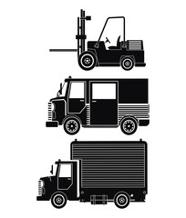 silhouette collection truck forklift cargo transport vector illstration eps 10