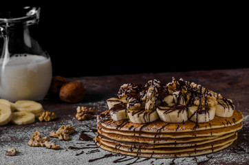 Rustic pancakes with banana