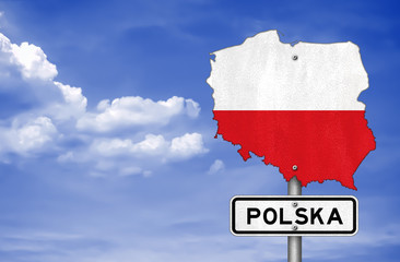 Polska - road sign map