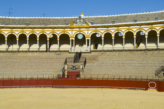 Inside the Bull Ring, Plaza de Toros De la Maestranza, El Arenal district, Seville, Andalusia, Spain